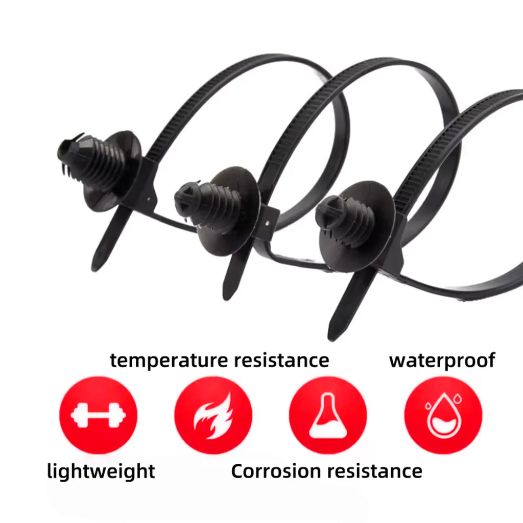 PINMOAP Universal Push Mount Cable Zip Tie Automotive Wiring Installation And Engine Compartment Harness Restraint Zip Ties