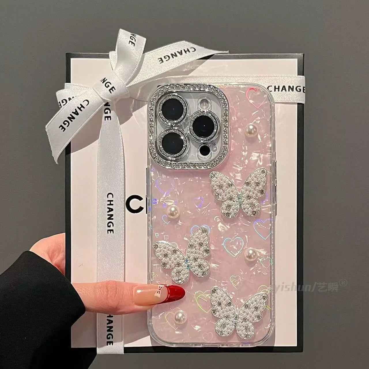 Luxury Diamond Butterfly Clear Phone Case For iPhone 17 Air 16 15 14 13 12 Pro Max Transparent Plating Soft Silicone Back Cover