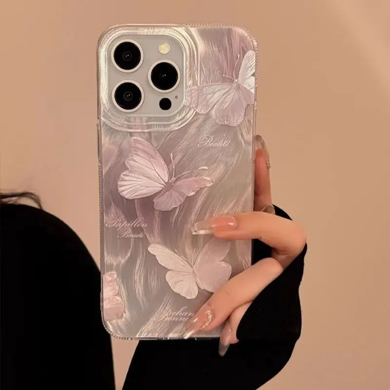 Luxury Big Butterflys Pattern Cover Phone Case For iPhone 16 15 14 13 12 11 Pro Max 16E XS X XR 7 8 Plus SE2