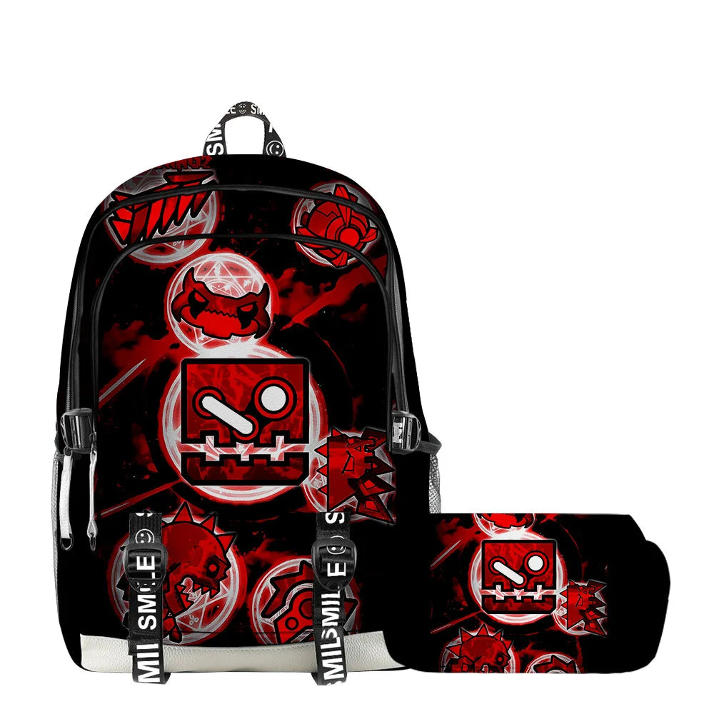 Classic Popular Geometry Dash Student School Bags Unisex 3D Printed Oxford Waterproof Notebook multifunction Travel Backpacks