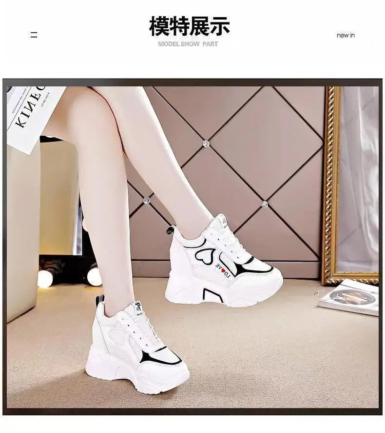 High Quality Women Platform Sneakers  Chunky Woman Casual Dad Shoes Basket Female Fashion Sport Mesh Lace Up Shoes 2024