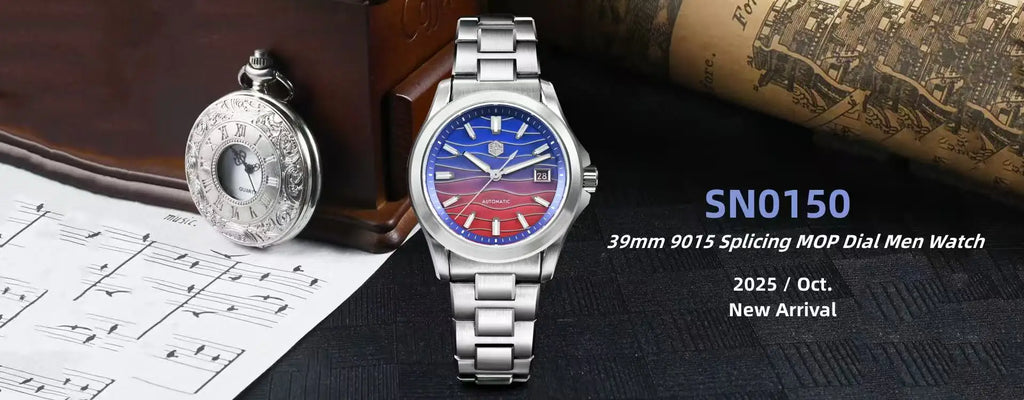 San Martin 39mm Miyota 9015 Splicing MOP Dial Men Automatic Watch 3H Date BGW-X1 Luminous Sapphire 10Bar Waterproof SN0150