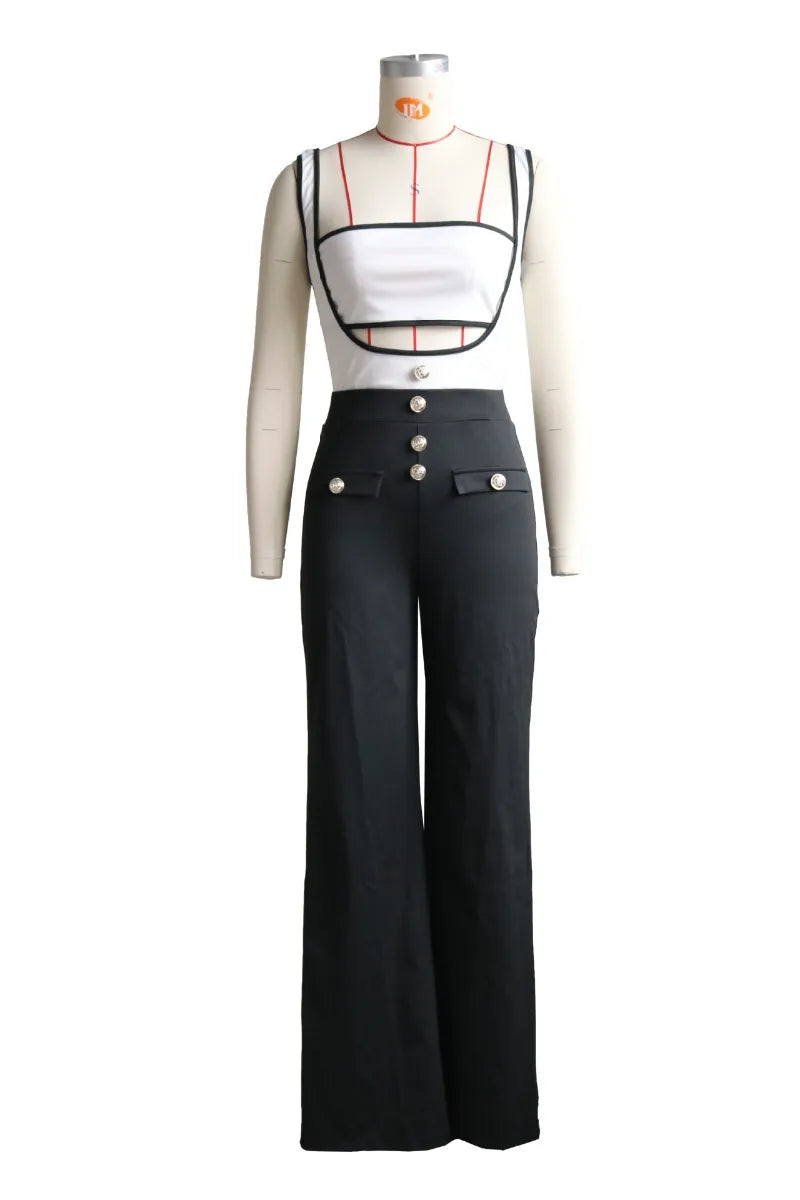 Elegant 2 Piece Sets for Women Summer Outfits Sexy Halter Tube Crop Tops Bodycon Flare Pants Set Vacation Jumpsuits Club Outfits
