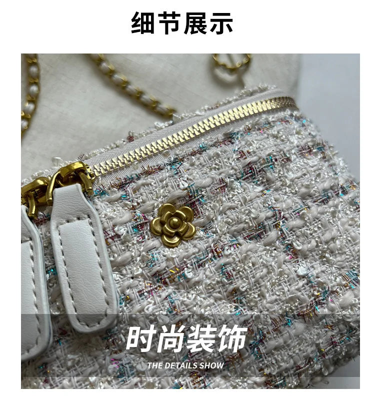 Women Shoulder Bags 2023 Popular Fashion Niche Crossbody Bag Wool Chain Small Square Bag Fashionable Purses and Handbags