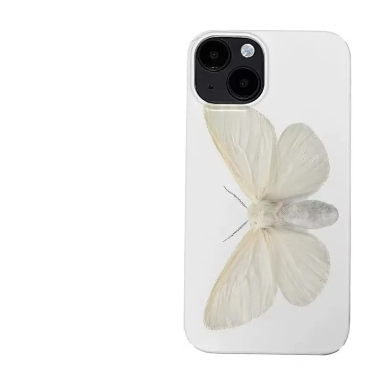 Trendy Ins Beautiful White Butterfly Phone Case For iPhone 17 AIR 16 15 14 13 12 11 Pro Max XR XSMAX 8 PLUS Y2k Minimalism Cover