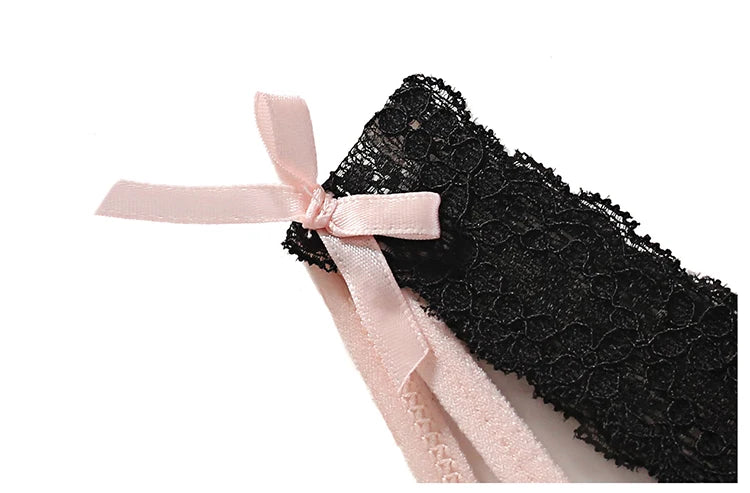 Meet'r Sexy Tempting Underwear Panties Lingerie French Satin Lace Ice Silk Transparent Knit Low Waist Triangle Briefs for Women