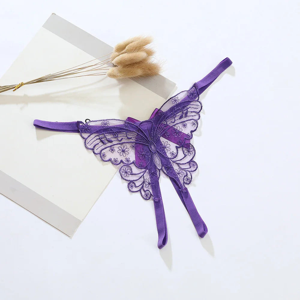 Sexy Female Panties Butterfly Thong Girl Embroidery Lingerie Transparent Ultra Thin Sexy Woman Underwear