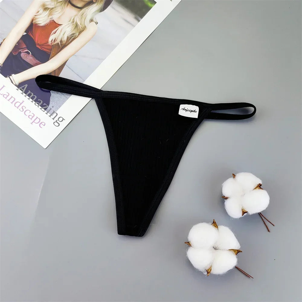 3PCS Strappy Cotton T Back Women Plus Size Thongs Sexy Lingerie S M L XL Ladies G-strings Low Waist Bikini Brief Underwear