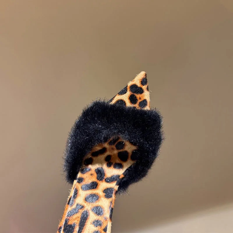 Women's Fox Fur High-Heeled Slippers Stiletto Heel Mules Open Toe Slip On Sandals Suede Upper Party Clubwear Elegant Sandals