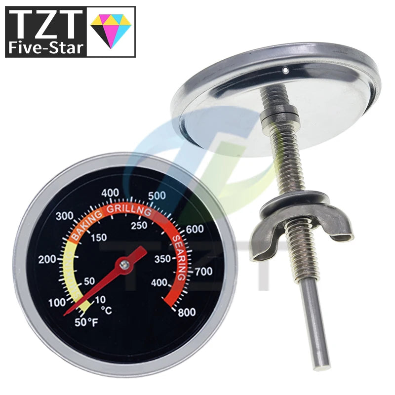 GREATZT 60mm Stainless Steel Pizza Oven Thermometer Baking Food Meat 10-400 Degrees Celsius Grill Barbecue Stove Thermograph