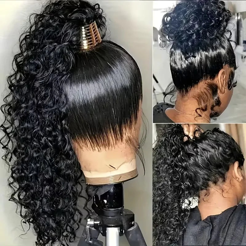 Deep Wave Invisible Strap 360 Full Lace Wig Curly Human Hair Adjustable Drawstring Hd Lace 360 Glueless Wig Brazilian Water Wave