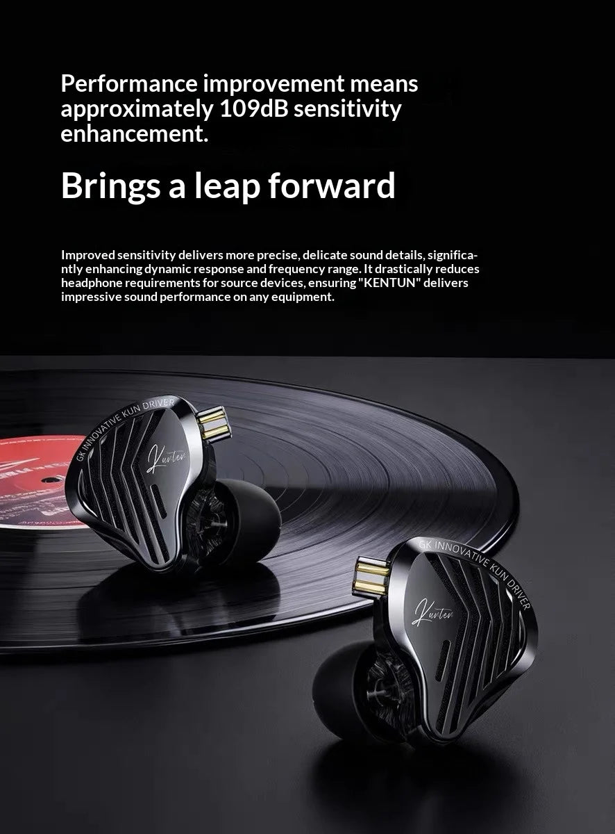 GK KUNTEN Dynamic Drive Headphones HIFI Heavy Bass Earbuds Sports Metal Headphones Detachable Eeadphones 2PIN KZ Zenith ED Gift