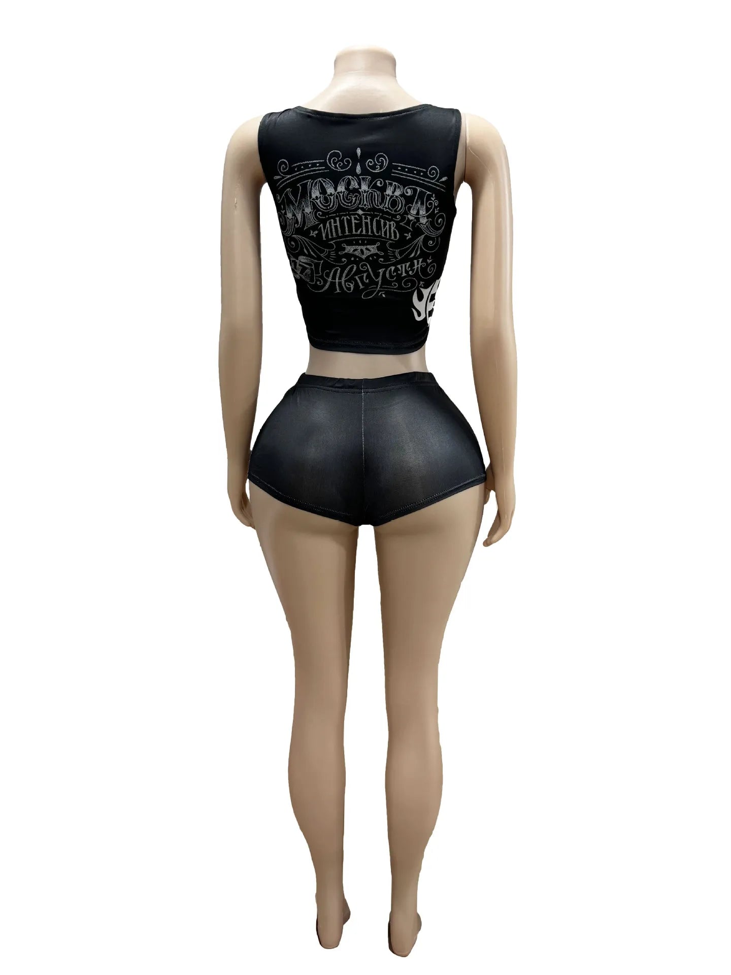 STYLISH LADY Floral Printed 2 Piece Set Women Sleeveless Crop Top and Shorts Suits 2025 Summer Black Sexy Club Street Outfits