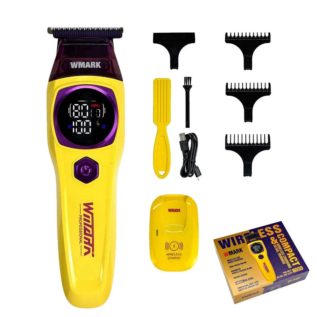 WMARK Hair Trimmer Professional Hair Clipper Adjustable Haircut Machine Cordless Barber DLC Blade LED Trimmer for Men NG-8204