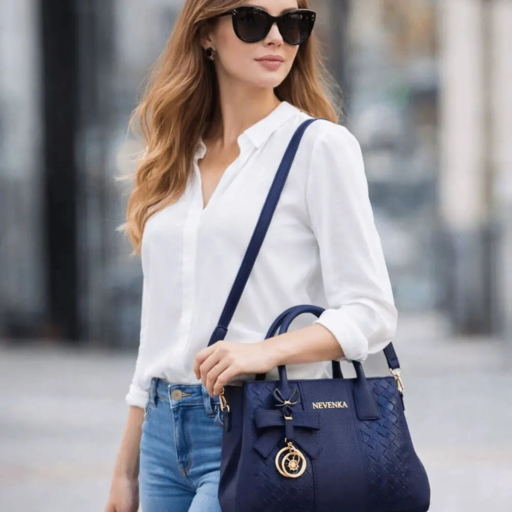 Casual PU Leather Shoulder Bags with Pendant Solid Color Ladies Handbags Large Capacity Embossed Crossbody Bag