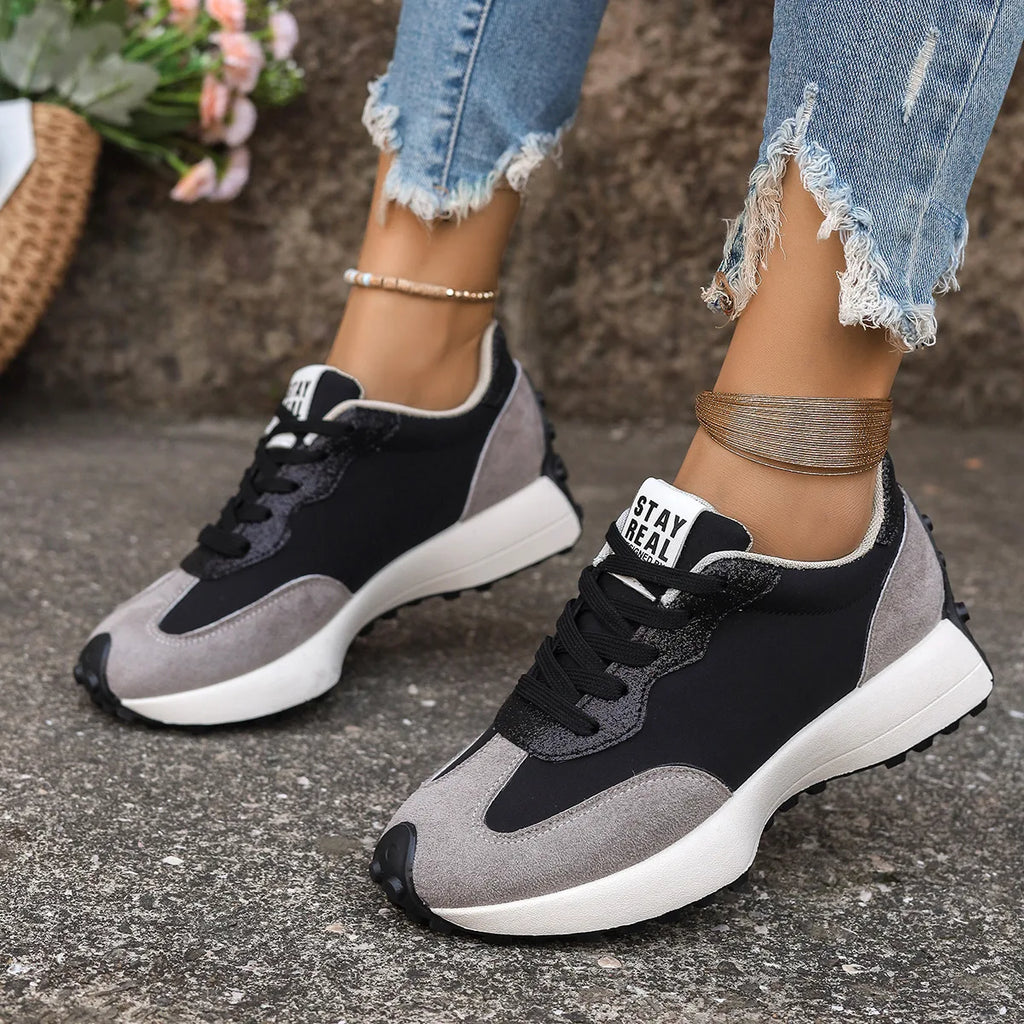 Women Sneakers Causal Walking Shoes Woman 2025 Autumn Fashion Lace Up Sports Platform Shoes Outdoor Non-slip Running Shoes