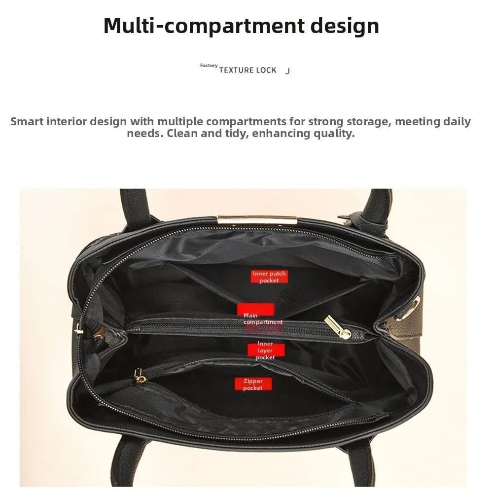 Versatile PU Leather Ladies Hand Bags Large Capacity Zipper Hand-Held Shoulder Bag Underarm Bags Women