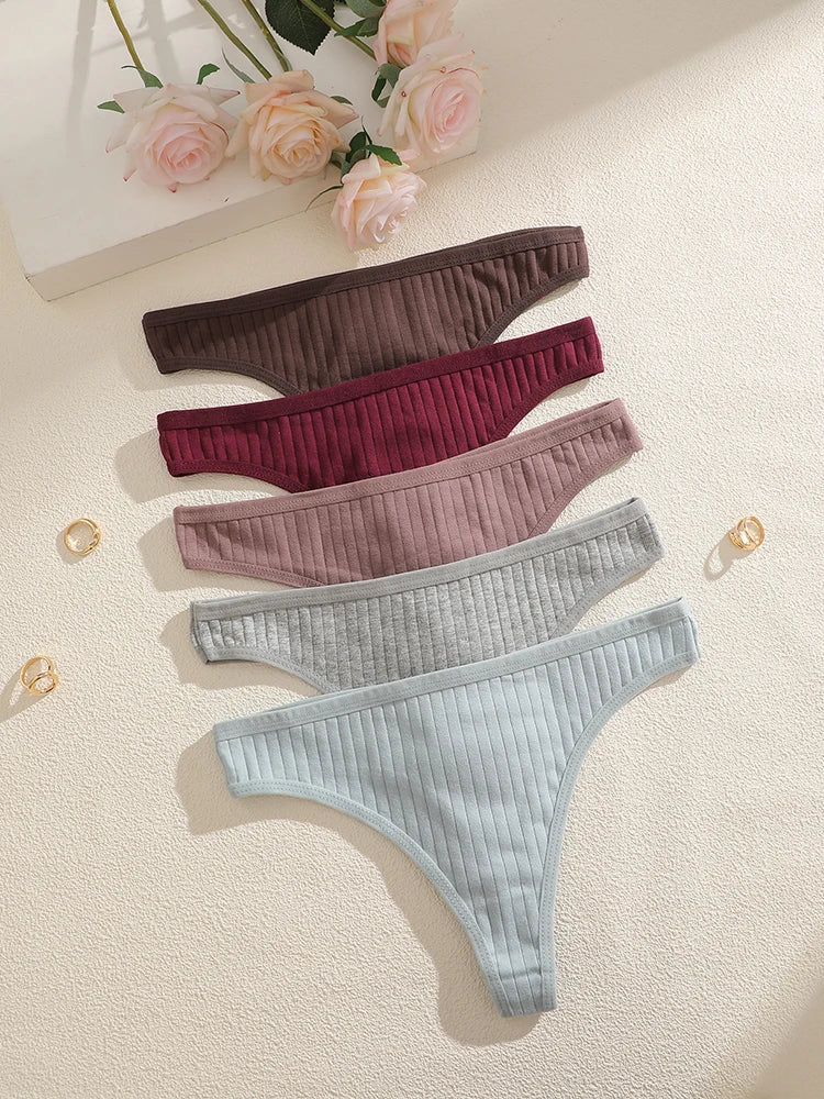 FINETOO 5PCS Sexy G-string Cotton Women Lingerie Panties Thong Female Underwear Sexy Pantys Underpant Girl Intimates Thongs S-XL