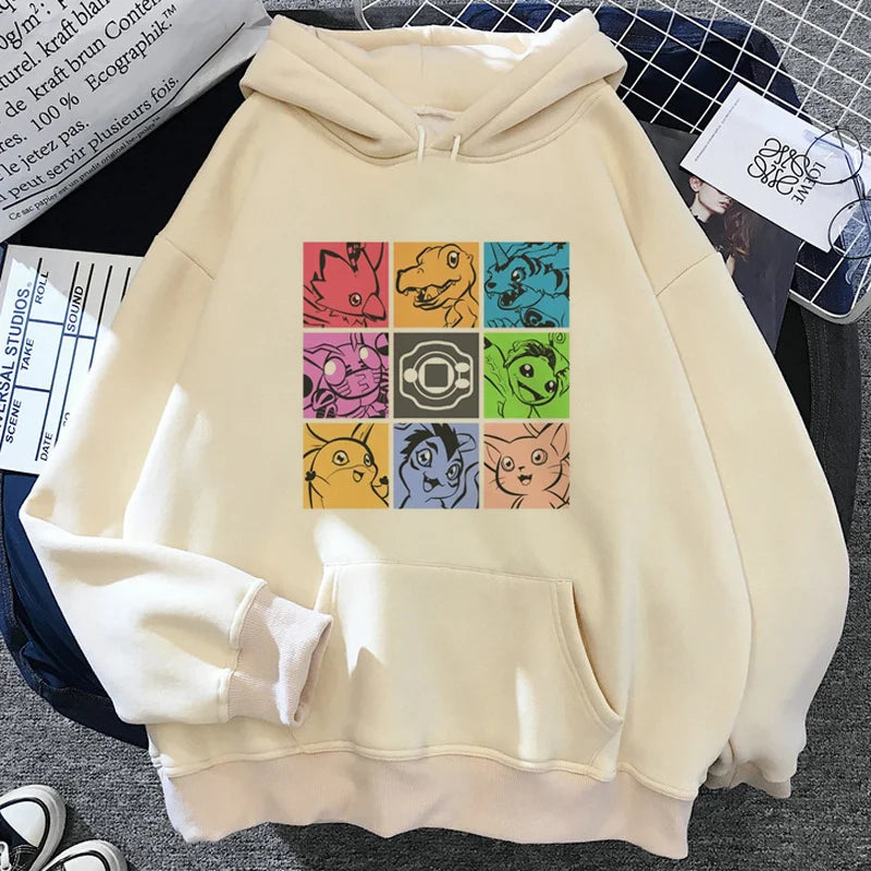 digimon hoodies men Korean style y2k aesthetic harajuku anime tracksuit Hooded Shirt man gothic clothes