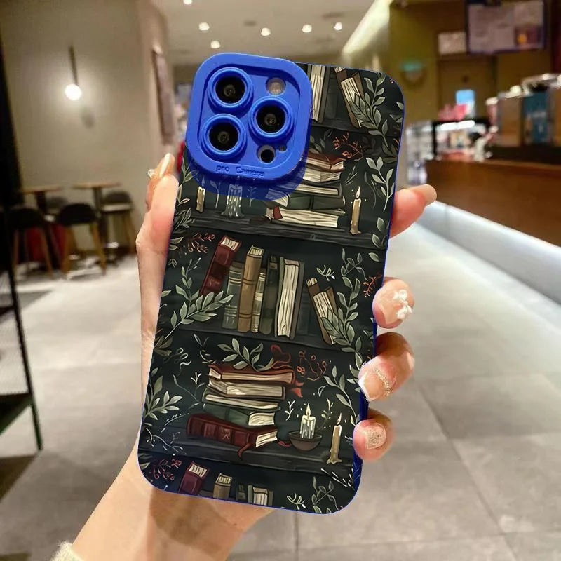Creative Beautiful Book Pattern Phone Case For iPhone 11 12 13 14 15 16 17 Air Pro Max 16E 7 8 Plus X XR XS SE2 Shockproof Cover