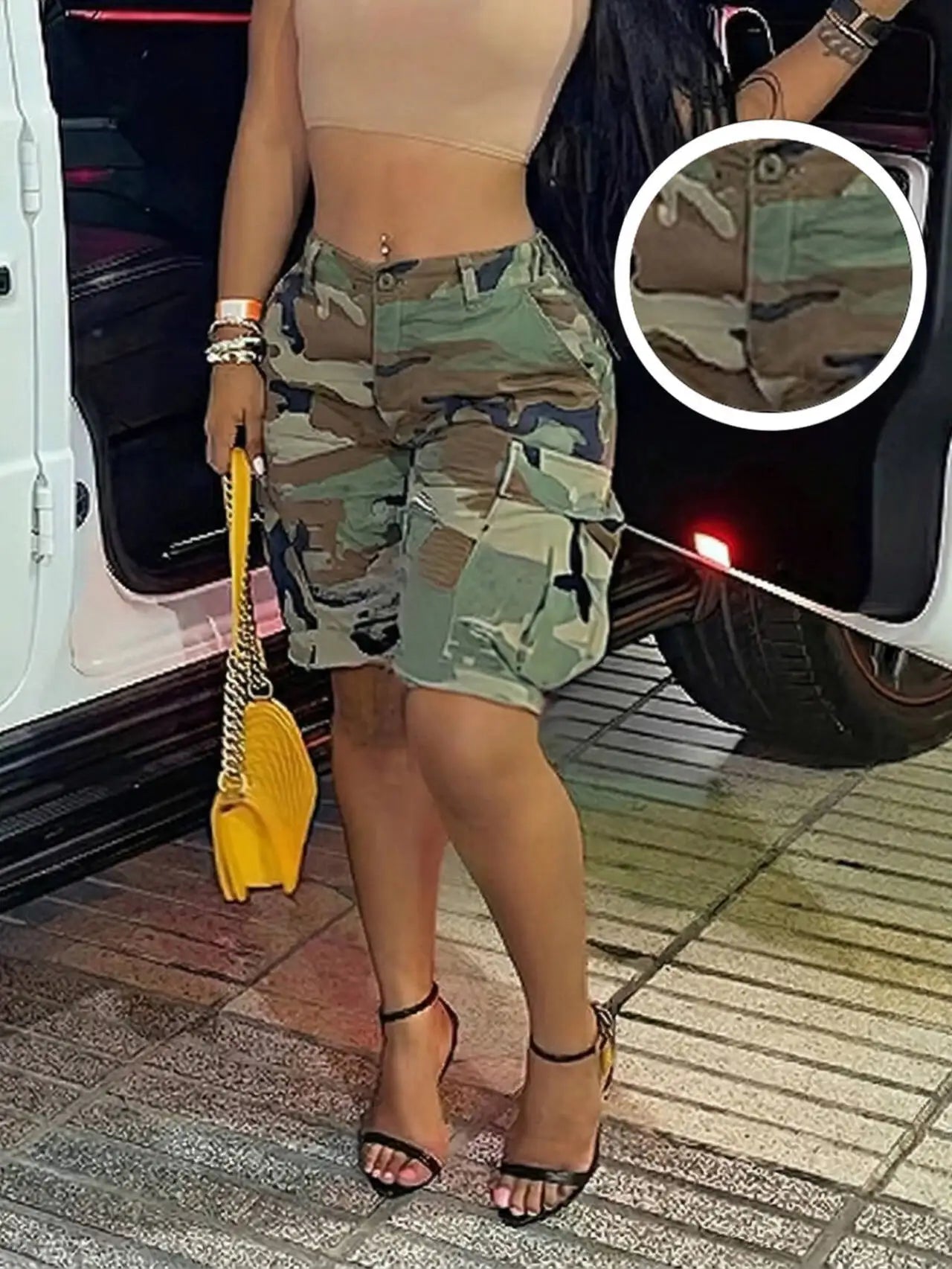 Women Camouflage Shorts Pants Cargo Trousers Knee Lenth Mid Waist Zipper Straight Loose Fit Y2k Streetwear Casual 2026 Summer