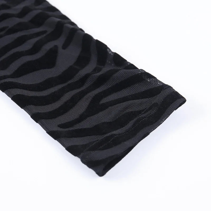 Shestyle Tiger Print Mesh Transparent Bodysuit Women Black Sexy Mock Neck Button Long Sleeve Spring Elastic Punk Body Slim