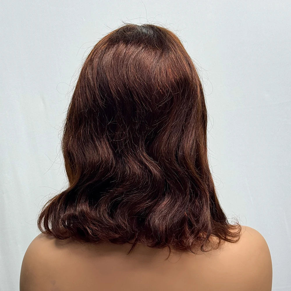 230% Density Body Wave Big Wavy Curly Human Hair Wig 12 Inches 12A Hair 4x4 Transparent Lace Front Human Hair Wig Full End