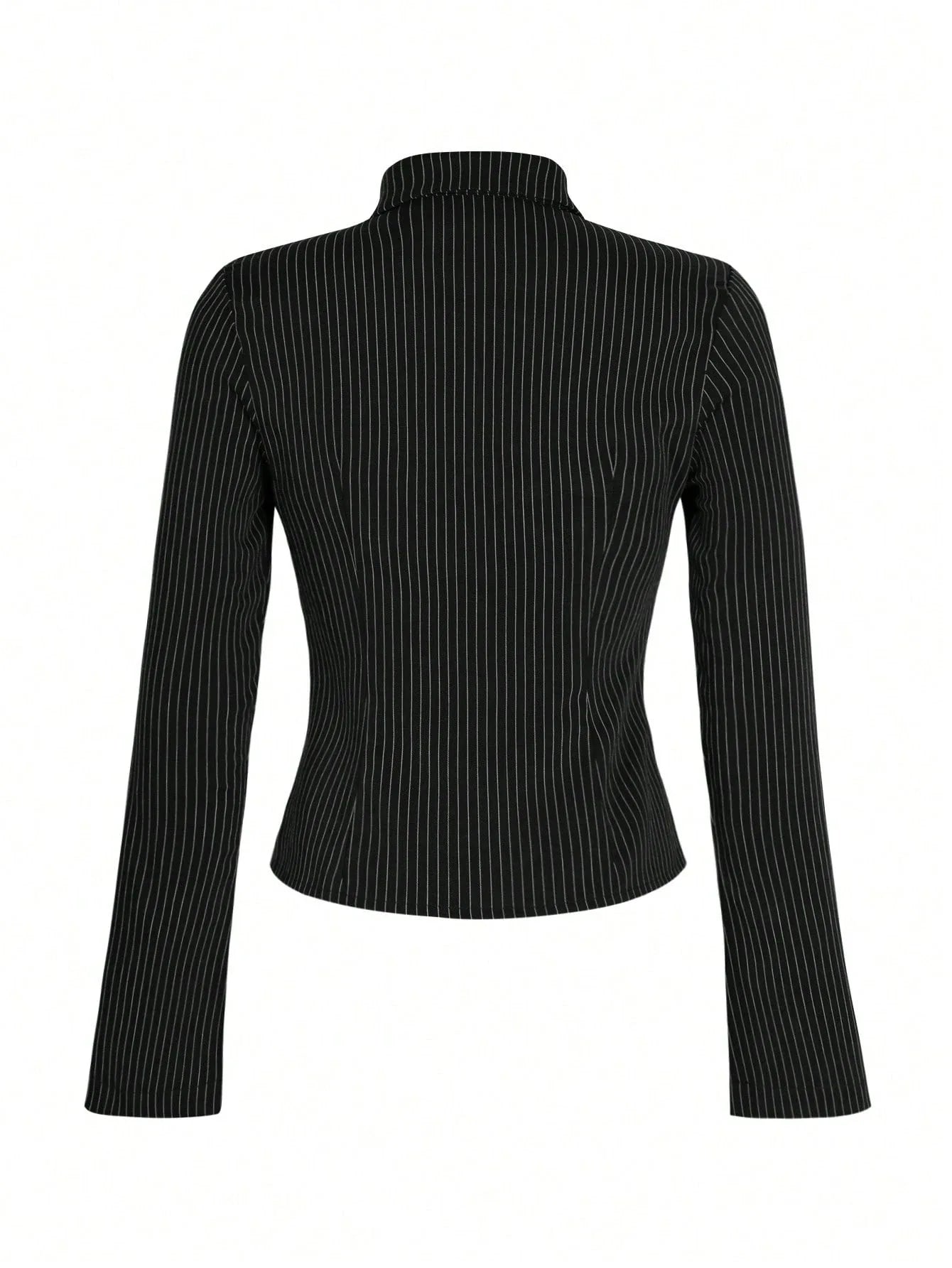 2025 Spring and Autumn New Fashionable and Casual Versatile V-neck Striped Temperament Slimming Long sleeved Shirt Top