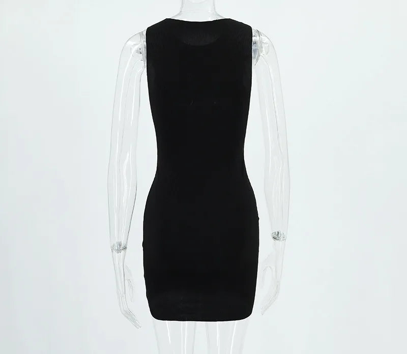 Sleeveless Bodycon Mini Dress Woman Slim Fashion Sexy Solid Vintage Party Evening Beach Kpop Cheap Clothes Short Dresses Women