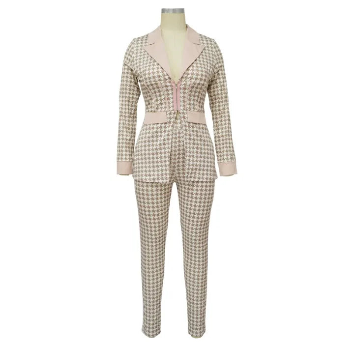 Sexy Two Piece Suit for Women Blazer and Pants Set Print Long Sleeves Coats and Trousers Streetwear Female Autumn Winter 2026