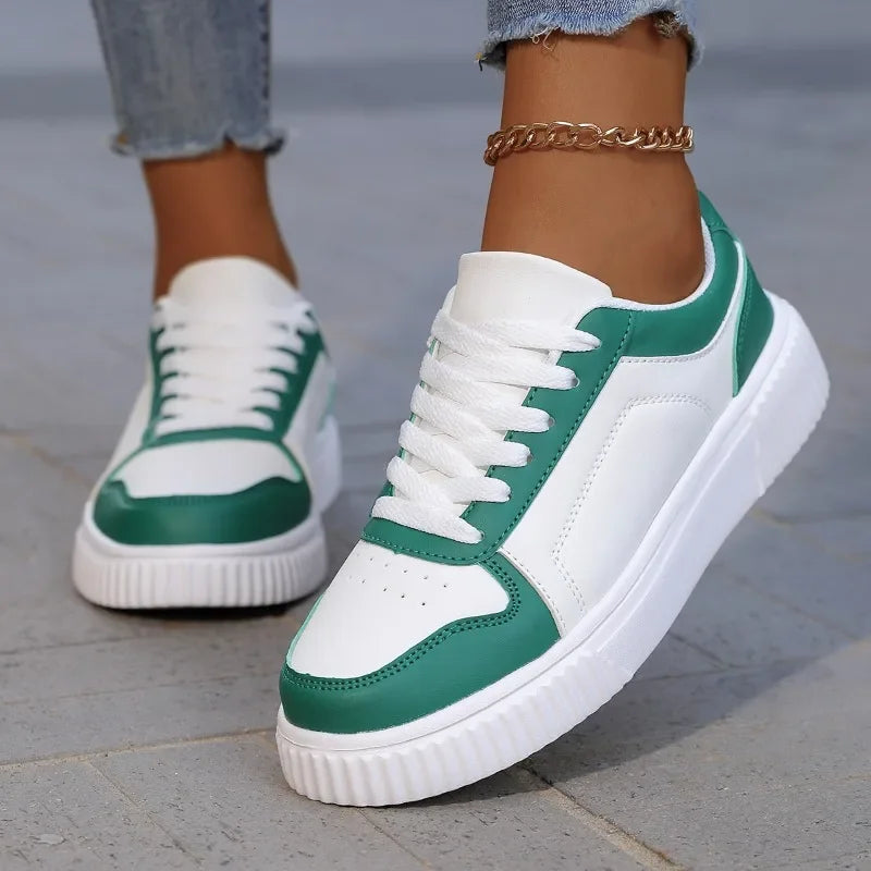 YRZL Women's Shoes Casual Vulcanize Shoes Ladies Classical Flats Walking Women's Sneakers Female PU Leather Sports Shoes Woman