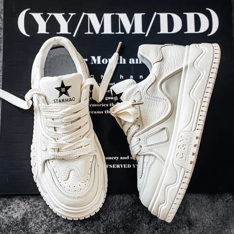 Fashionable Durable Men's Sneakers Casual Sport Shoes Trendy Stream Trudging Shoes Wear-resistant Cotton Ultra-soft Leather