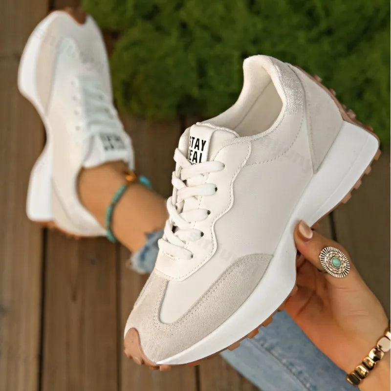 Women Sneakers Causal Walking Shoes Woman 2025 Autumn Fashion Lace Up Sports Platform Shoes Outdoor Non-slip Running Shoes