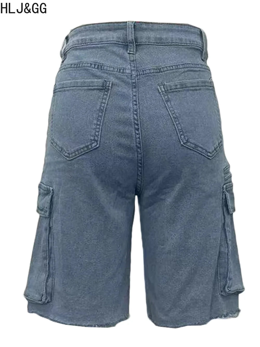 HLJ&GG Y2K Hot Girl Fashion Pattern Print Two Piece Sets Women O Neck Sleeveless Top And Denim Cargo Shorts Outfits Streetwear