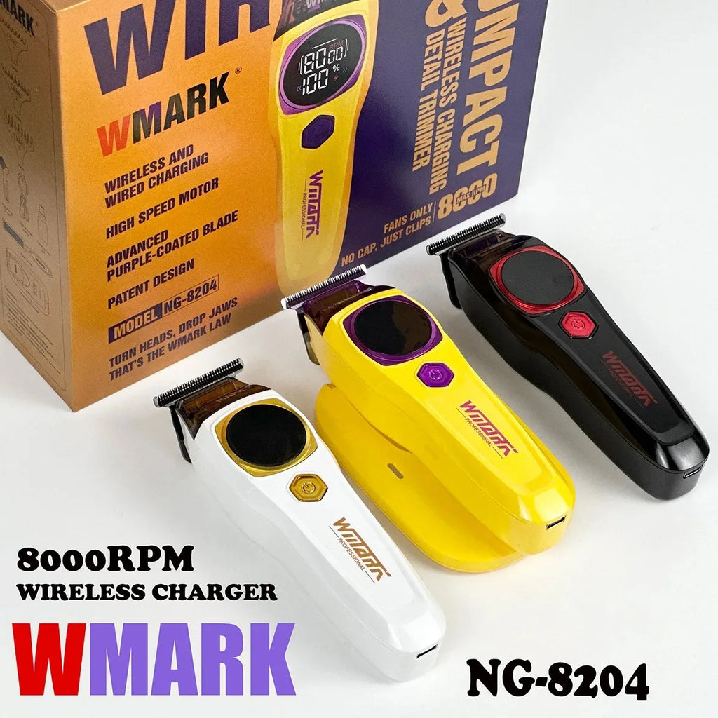 WMARK Hair Trimmer Professional Hair Clipper Adjustable Haircut Machine Cordless Barber DLC Blade LED Trimmer for Men NG-8204