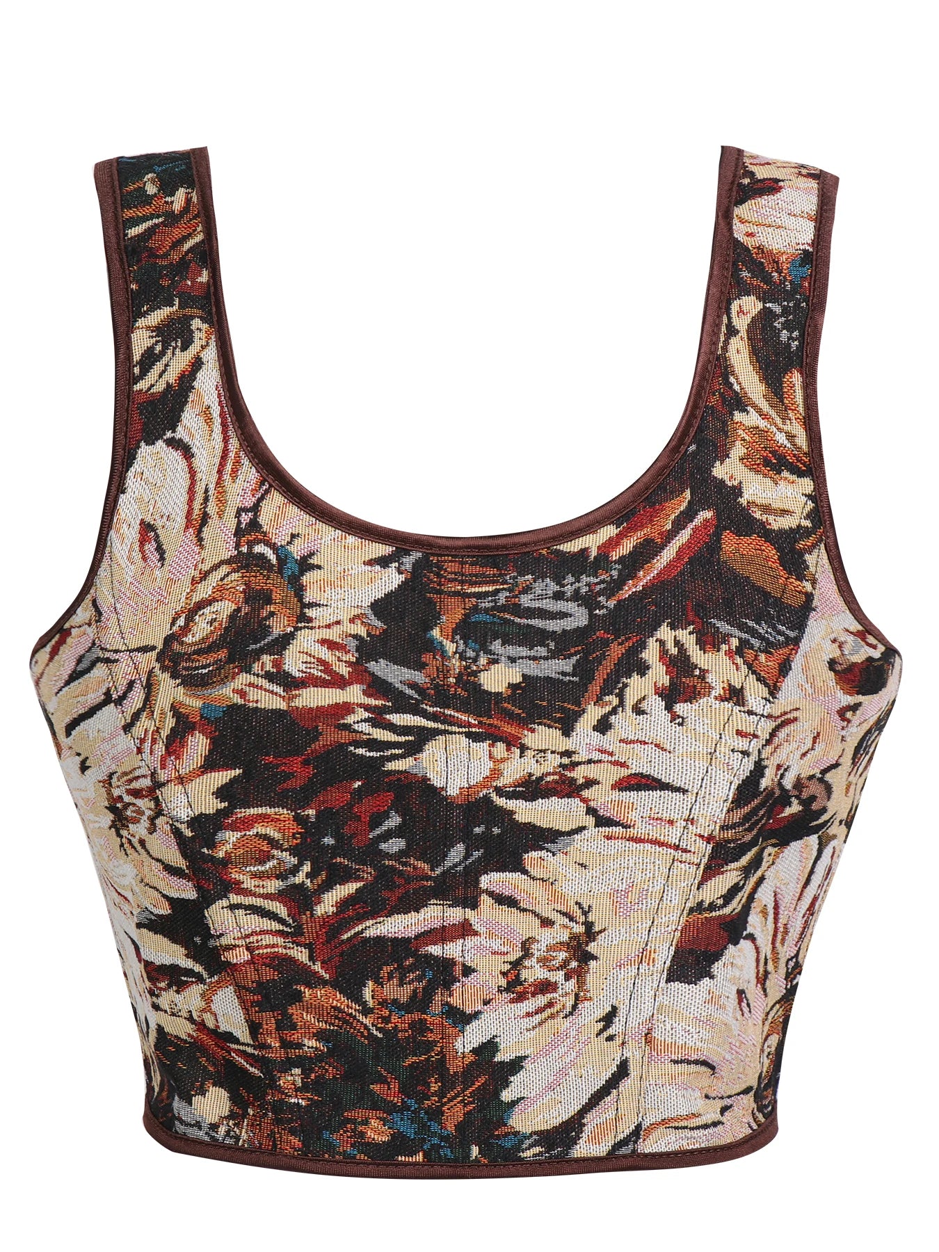 Coffee-colored double-shoulder strap adjustable strapless and body-hugging top for women
