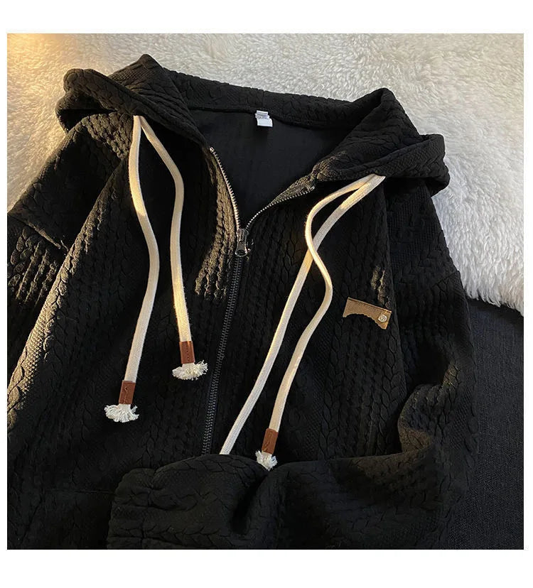 Spring Zipper Hooded Sweatshirts Women Streetwear Long Sleeve Cardigan Top Cloth Female Loose Zip Up Hoodies Pocket Vintage