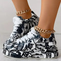 Women Sneakers Thick-soled Shoes 2025 New Summer Hand-painted Graffiti Shoes Outdoor Casual Women Sneakers