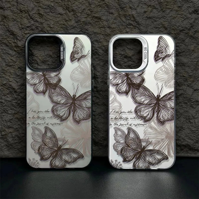 Butterfly Flower Phone Case For iPhone 16 15 14 13 12 11 17 Pro Max XS X XR 7 8 Plus SE 2020 16e 17 Air Shockproof Bumper Cover