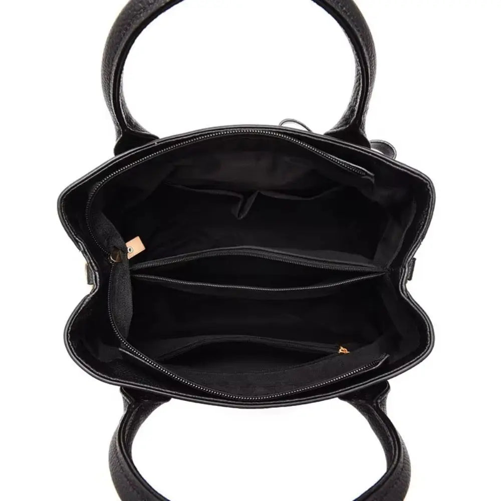Casual PU Leather Shoulder Bags with Pendant Solid Color Ladies Handbags Large Capacity Embossed Crossbody Bag