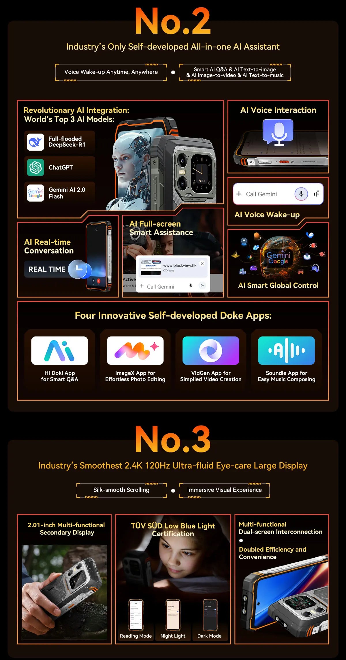 Blackview XPLORE 1 Outdoor Mobile Phone, 5G Waterproof Rugged Smartphone Android 15, 6.78'' 2.4K Display, 16GB+512GB, 20000mAh