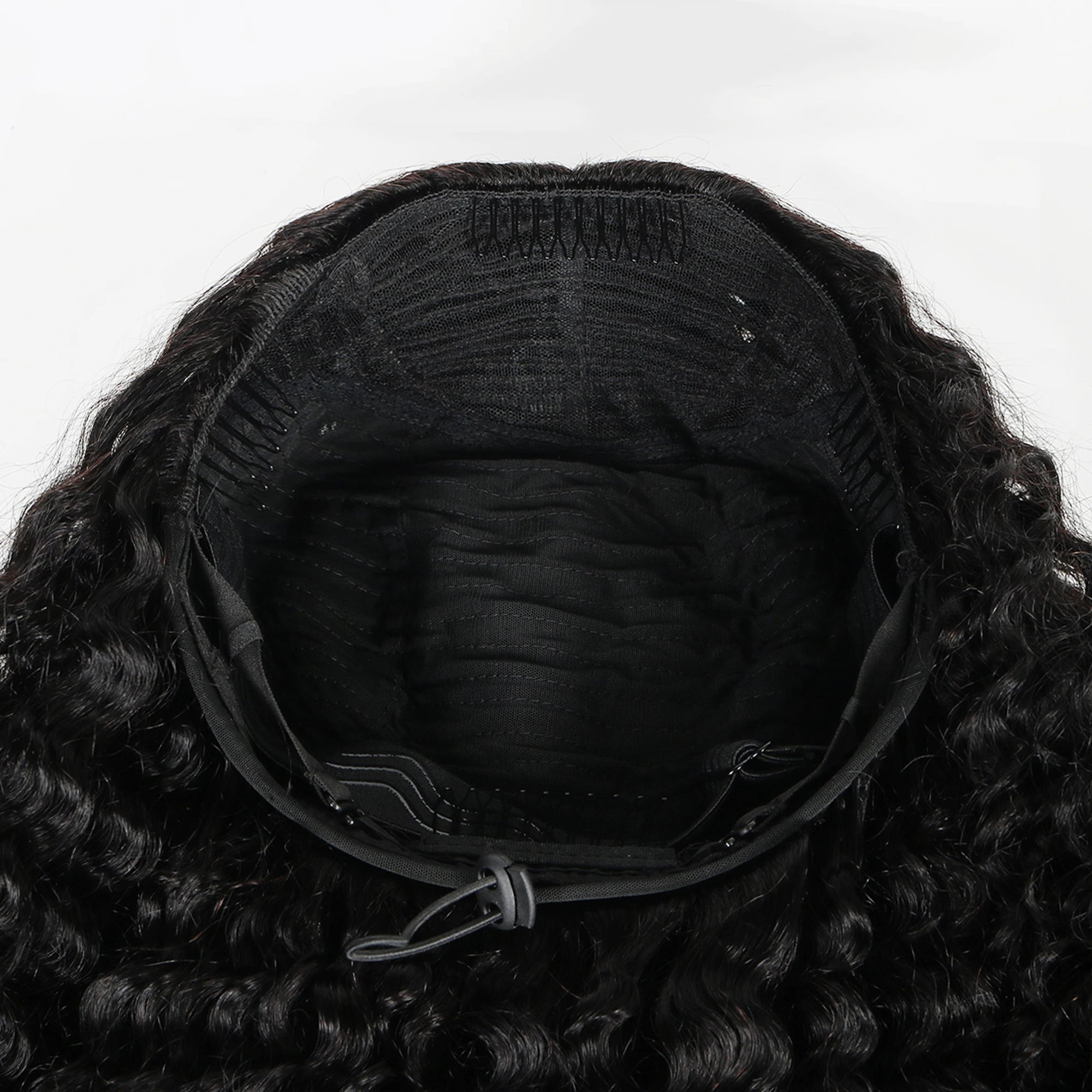 Half Wig Glueless Human Hair Wigs With Drawstring Seamless Clips 250 Density Kinky Curly Half Wigs Full Machine Made Wig