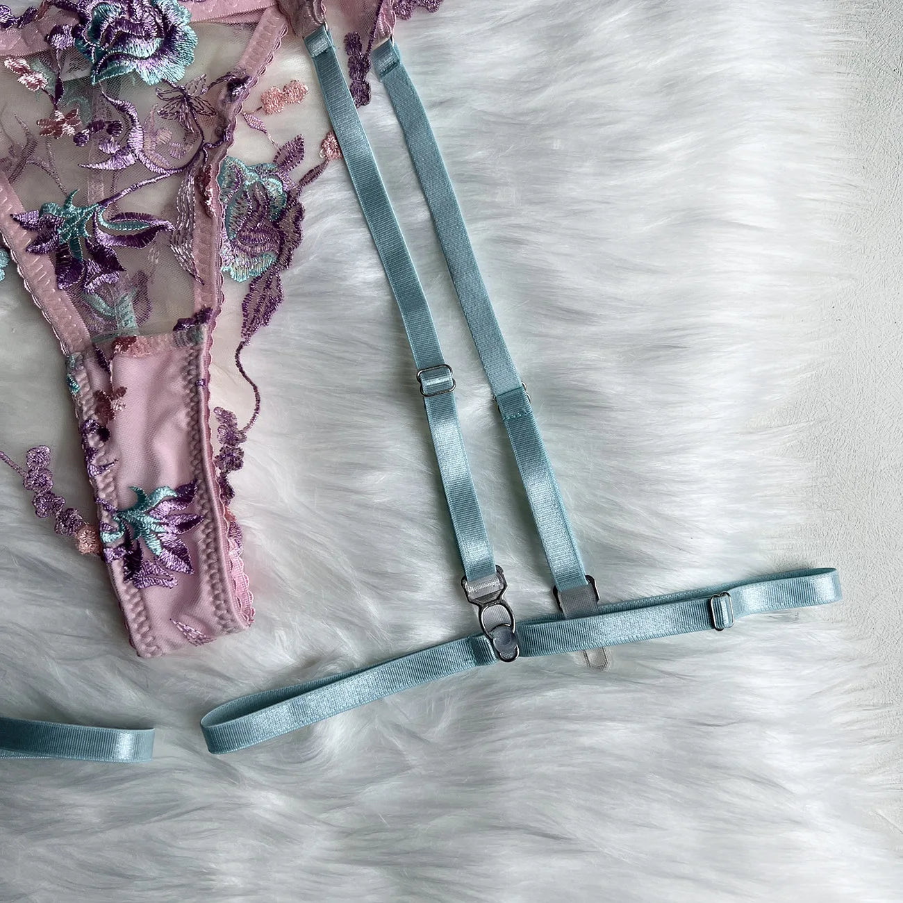 Diccvicc Embroidery Floral Lingerie See Through Sexy Lace Women Underwear Bra Thong Set Fancy Garter Intimate Kit Exotic Outfit