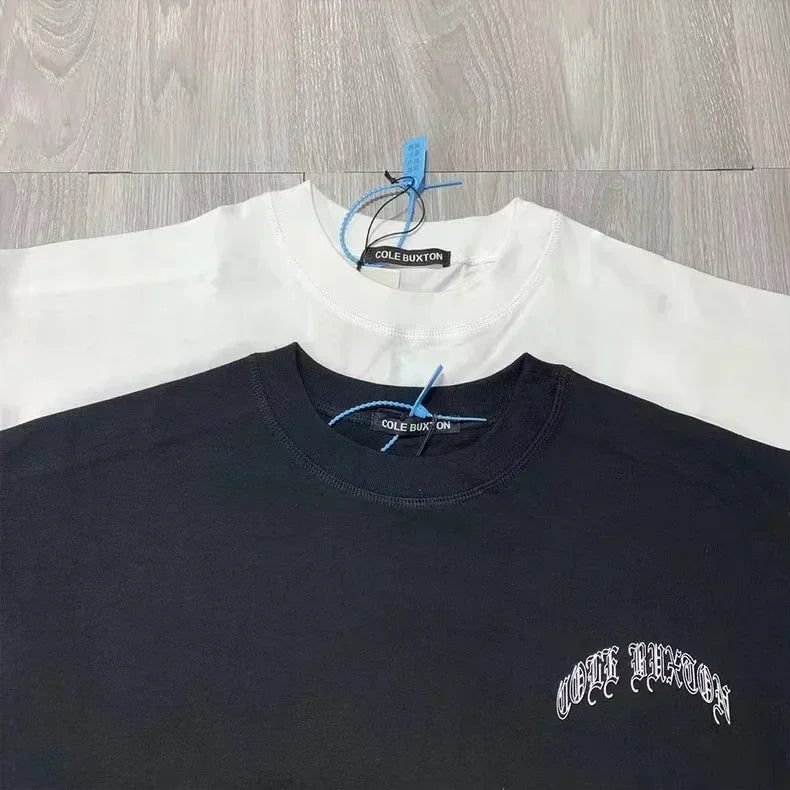 Classic Outdoor Leisure Cole Buxton Spring/Summer Men/Women Top Letter Logo Printed Short sleeved T-shirt Black White  Tees GYM