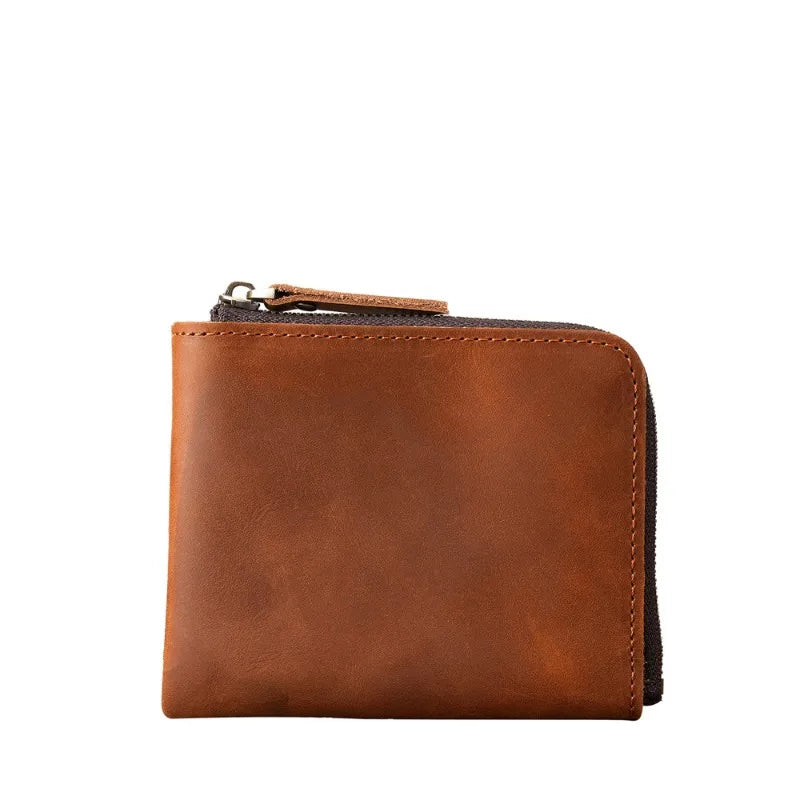 Japan Style 100% Genuine Leather Men Wallet Small Mini Card Holder Male Wallet Pocket Purse Wallet for Men Brown High Quality
