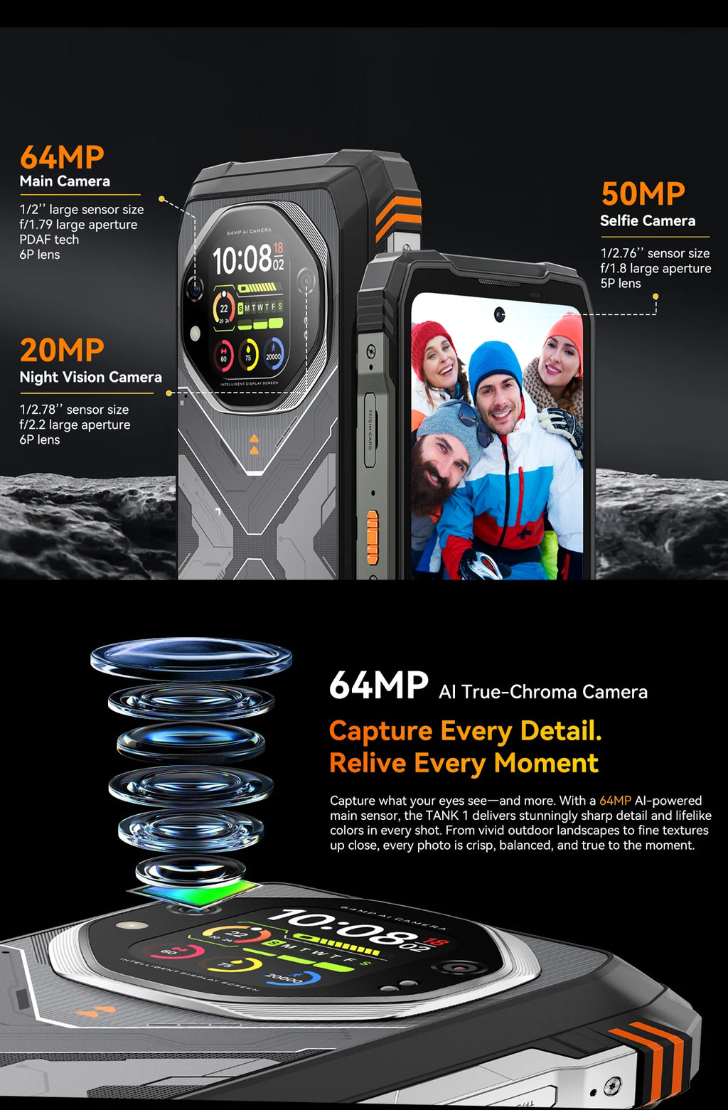Blackview OSCAL TANK 1 5G Rugged Smartphone,20000mAh/55W, 6,78" FHD+ 120Hz Display, MTK7050,Android Camera,IP68/IP69K/GPS/NFC