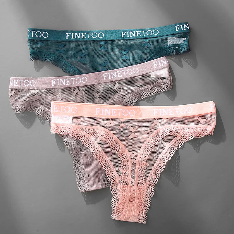 Sexy Lace Women's Thong FINETOO Perspective Thongs Women Panties Low Waist T-Back Female Underpants Soft Breathable Lingerie