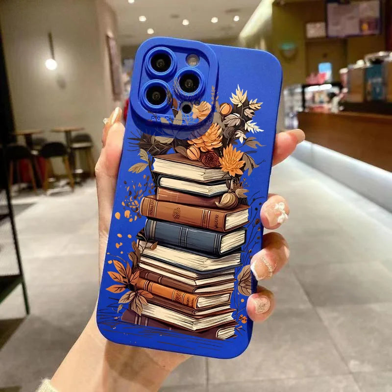 Creative Beautiful Book Pattern Phone Case For iPhone 11 12 13 14 15 16 17 Air Pro Max 16E 7 8 Plus X XR XS SE2 Shockproof Cover