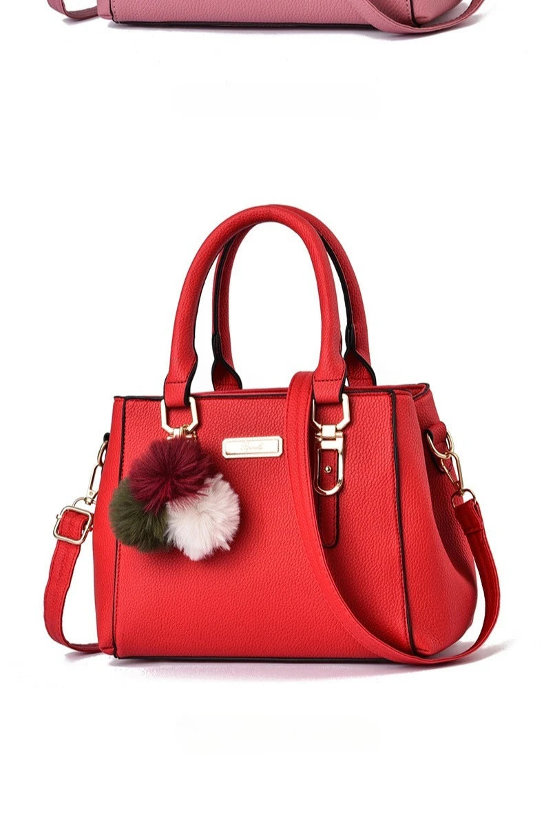 PU Leather Ladies HandBags Women Vintage Purse Plush Tassel Messenger Bags Tote Boston Shoulder Crossbody Bag