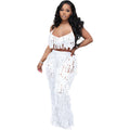 FAGADOER Sexy Hollow Out Tassels Pants Two Piece Sets Women Halter Sleeveless Backless Crop Top + Pants Outfit Female Streetwear